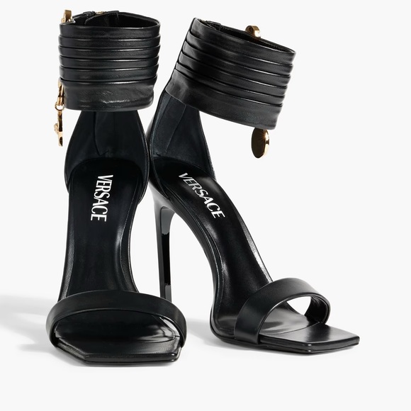 VERSACE Embellished leather sandals - Picture 2 of 7